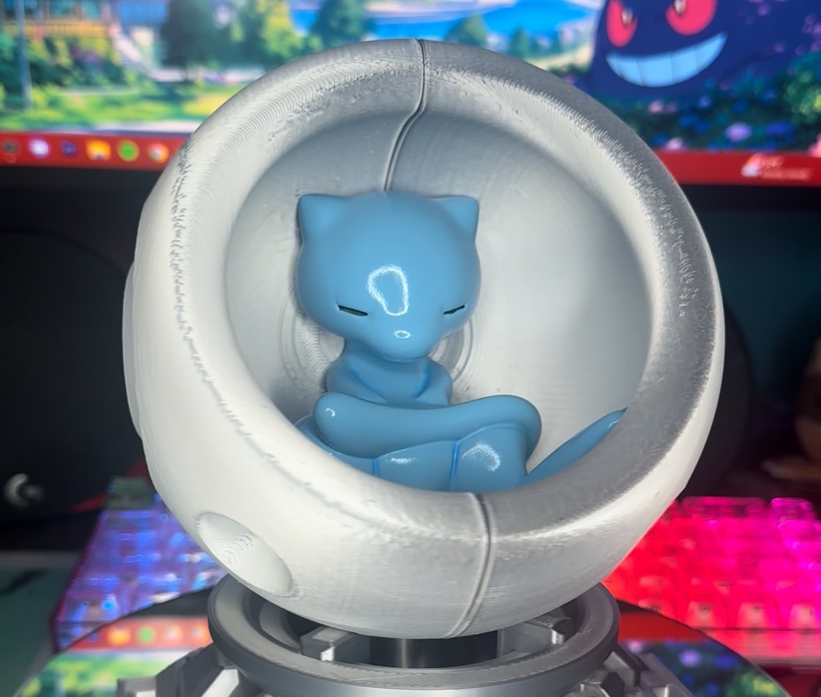 Shiny Mew in Healing Pod! Handpainted 3d Print