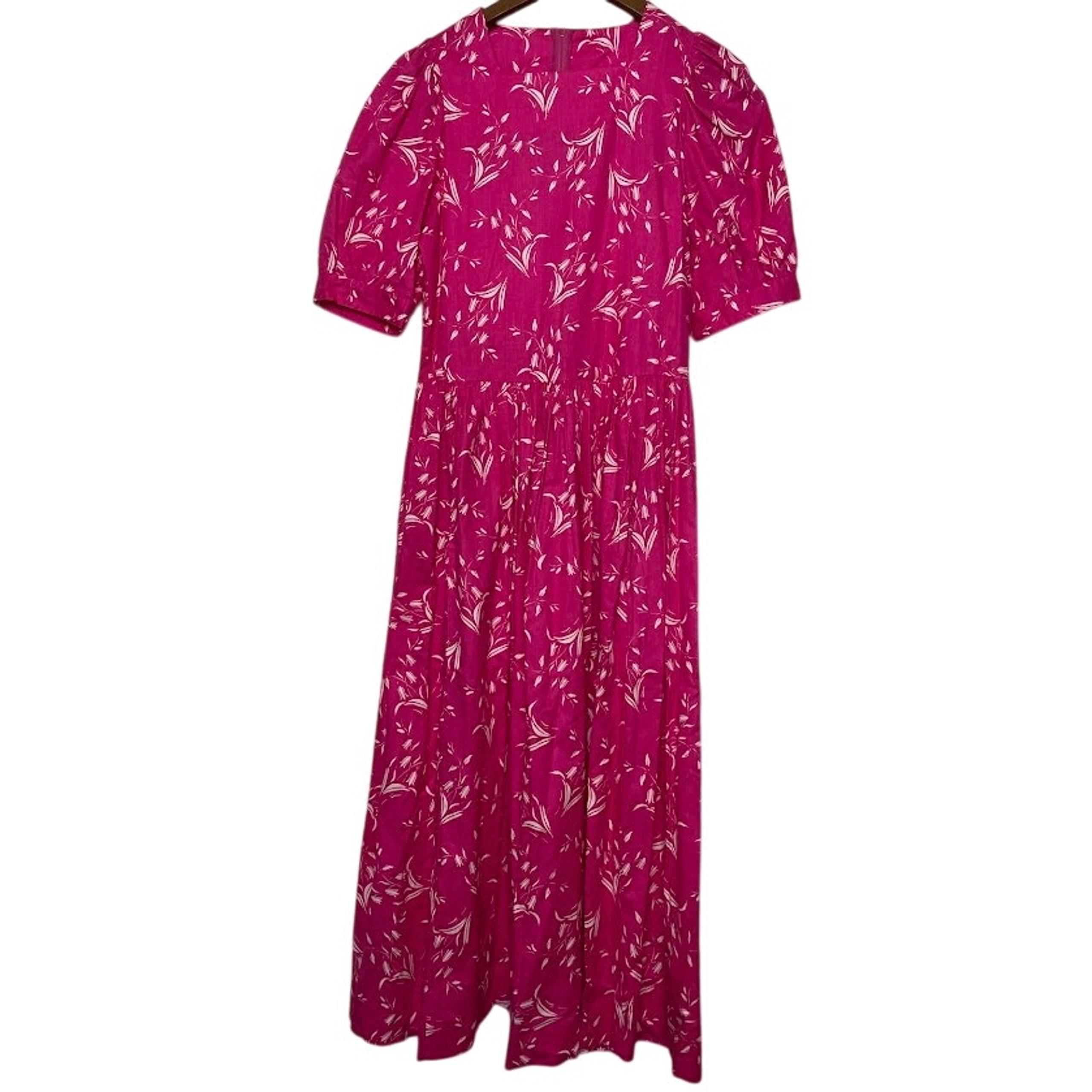 Laura Ashley Vintage 1990s Floral Dress Womens 8 Square Neck Pink Midi Sun Dress