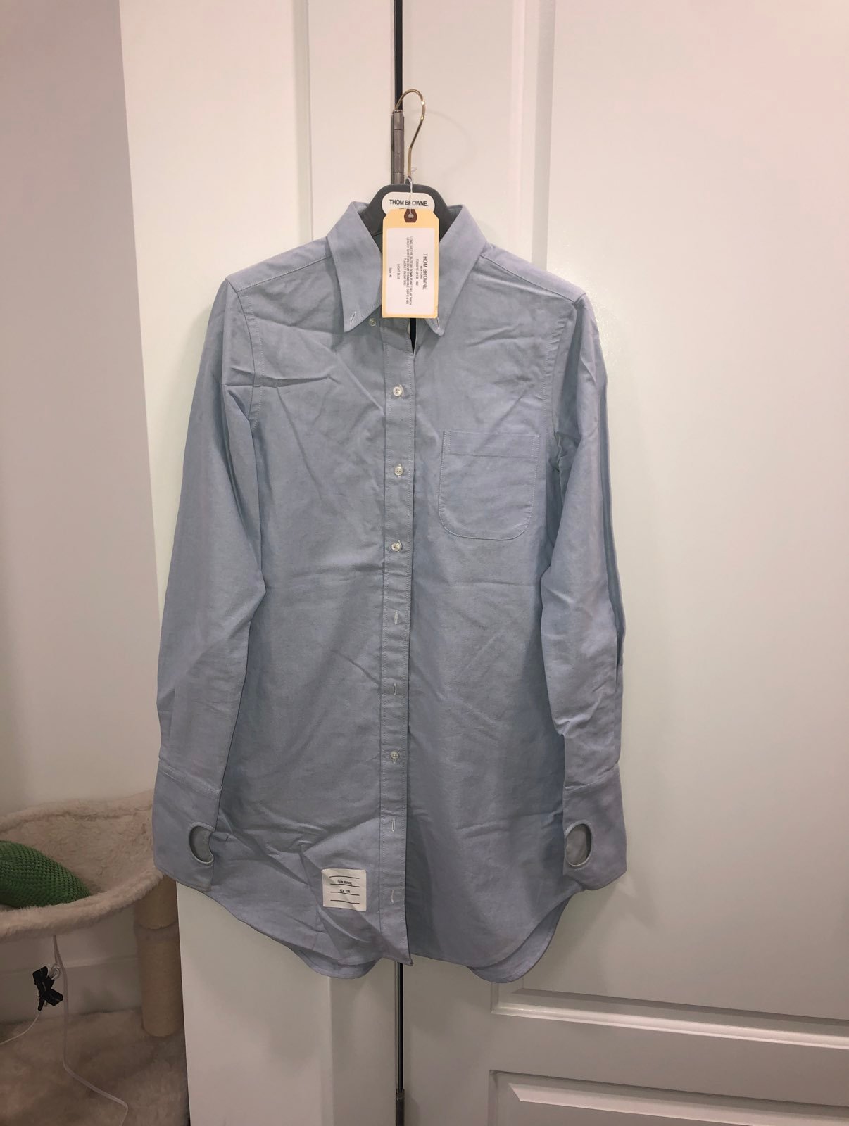 Thom Browne long sleeve Button Down Shirtdress point collar thigh length