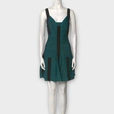 Herve Leger Avery Bandage Dress in Teal and Black Women’s Size S