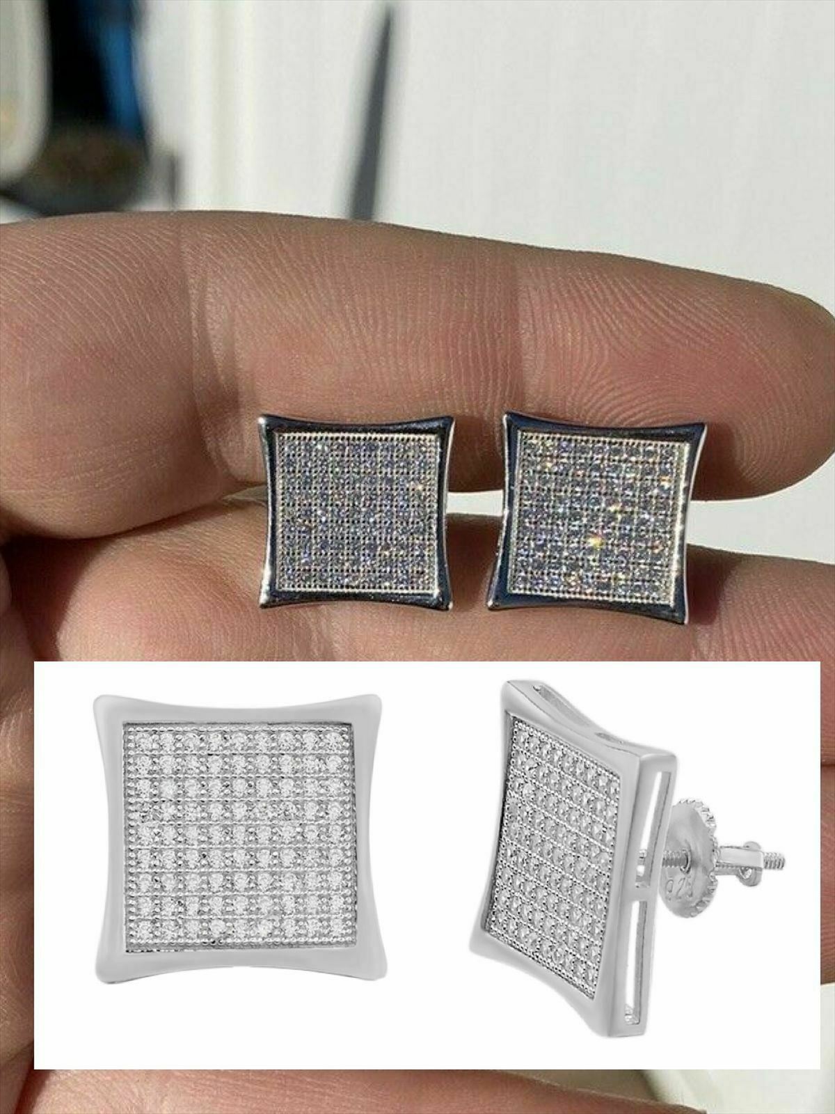 Real Solid 925 Large 1/2 Kite Earrings