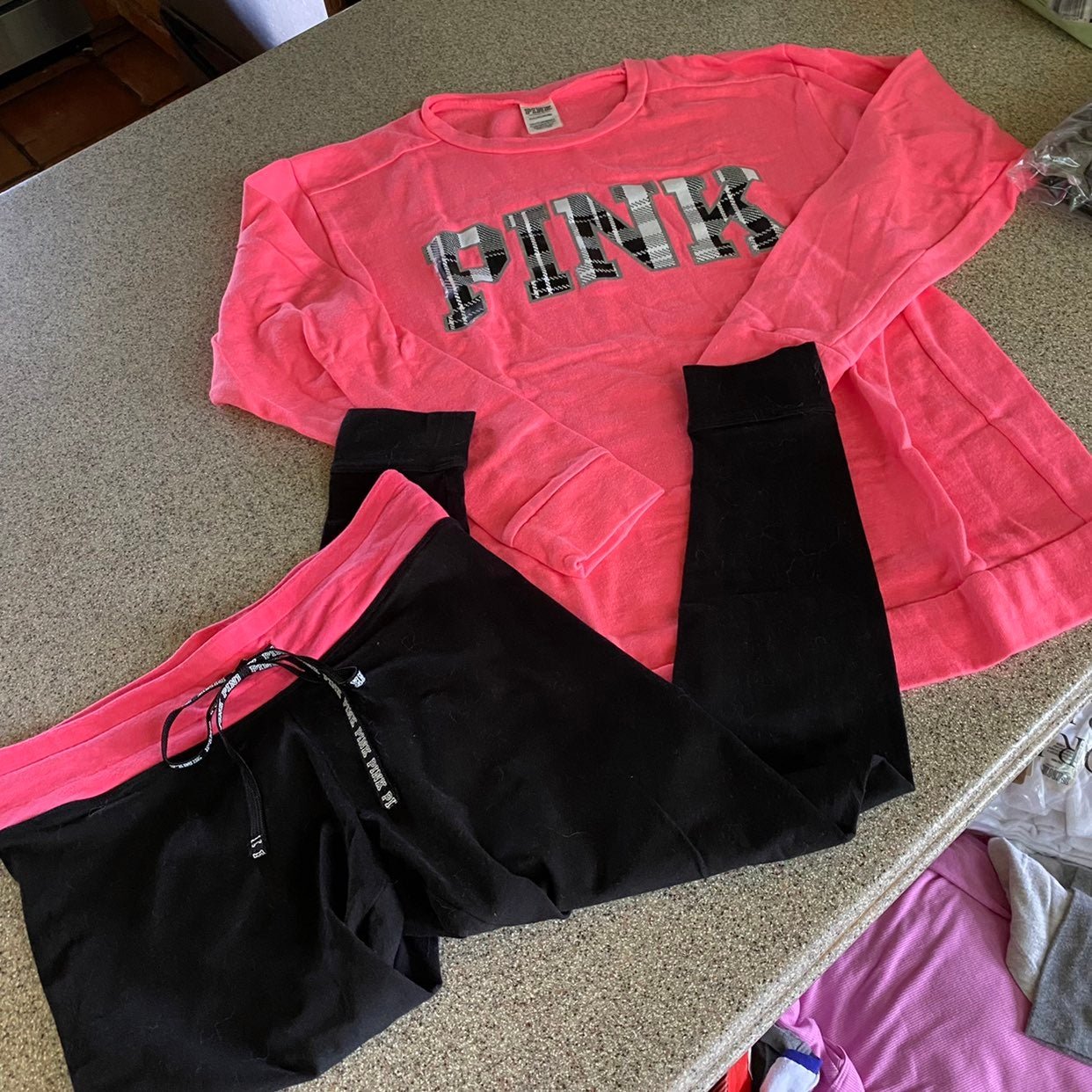 Vs pink campus crew leggings set sm