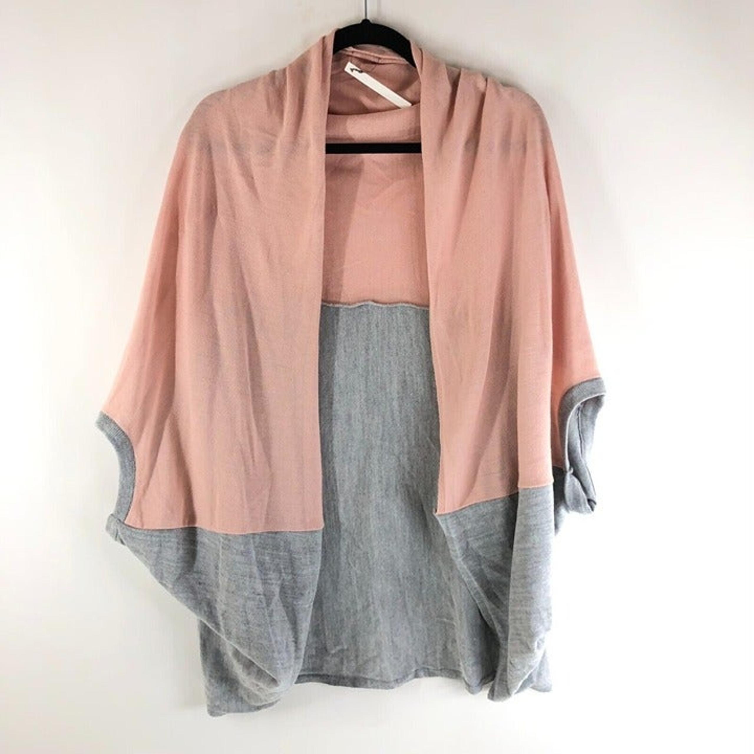 Asos Womens Poncho Sweater Oversized Open Front Colorblocked Pink Gray Size L