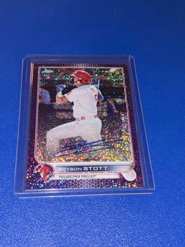 2022 Topps Chrome Rookie Auto Purple Speckle #RA-BS Bryson Stott /299 - Phillies