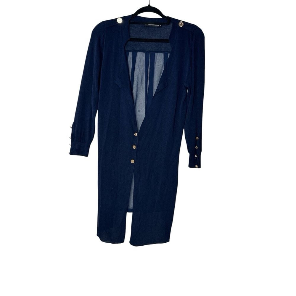 Alexander Wang Cardigan Women's Medium Navy Blue Knit Sweater Career Office