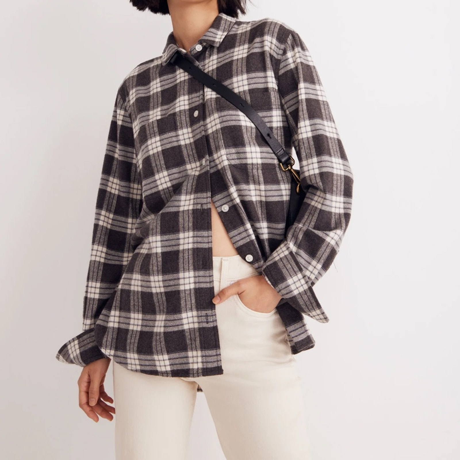 Madewell Oversized Ex-Boyfriend Swing Shirt in Pinella Plaid - NWOT - Size Small