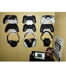 3 XBOX PlayStation 2Controllers+1Headset Wall Mount Holder stand Set