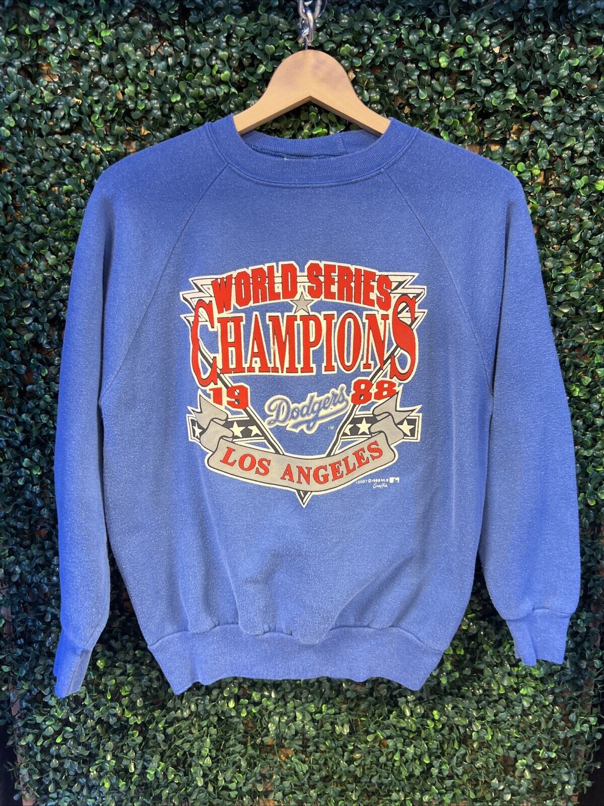 Vintage Logo 7 1988 Los Angeles Dodgers Graphic Crewneck Mens Size Large
