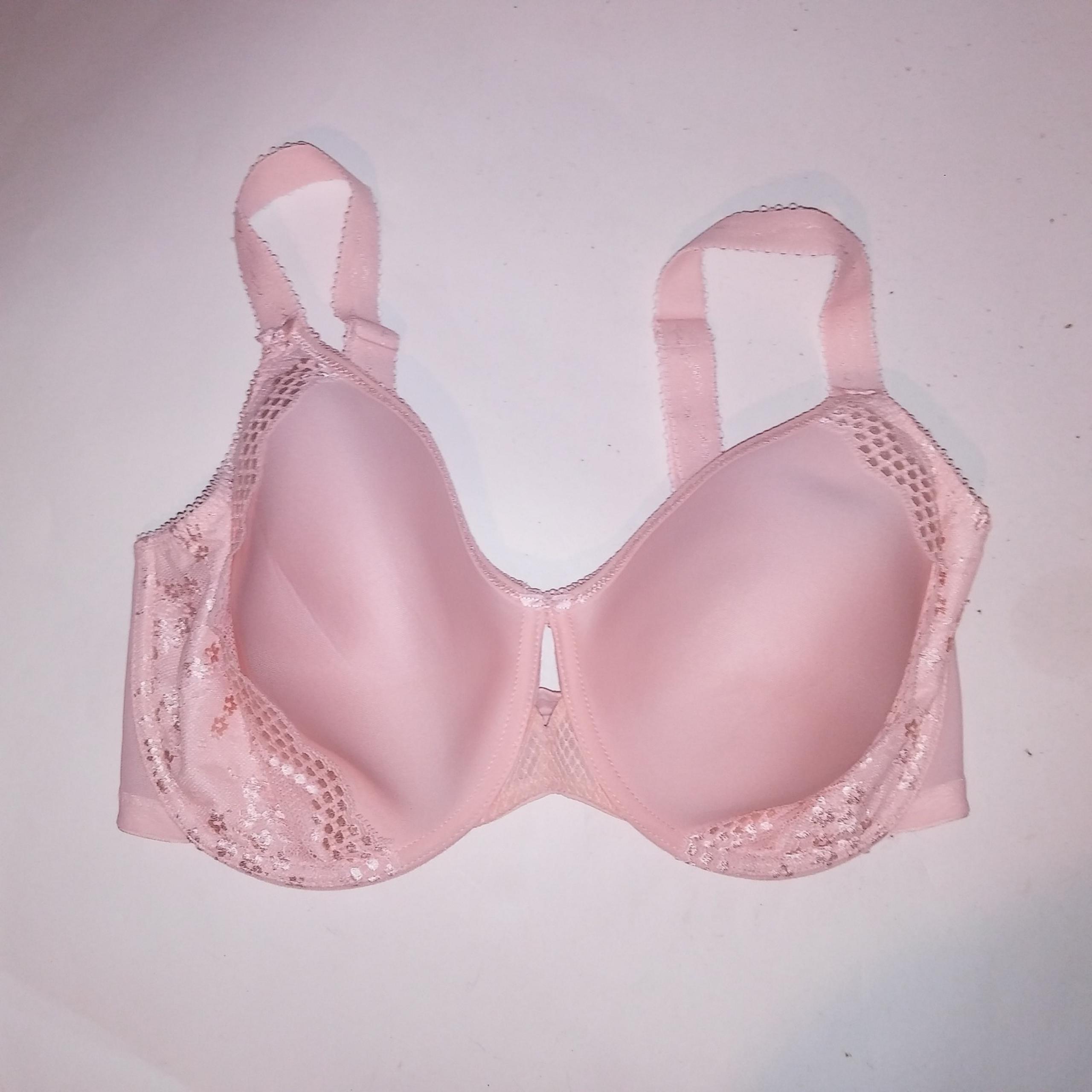 Elomi Bra 36I Light Peach Solid Lightly Lined Lace Trim Underwire