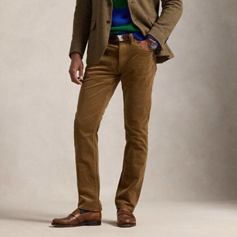 POLO RALPH LAUREN Varick Slim Straight Corduroy Pants Sepia 42x30 NWT