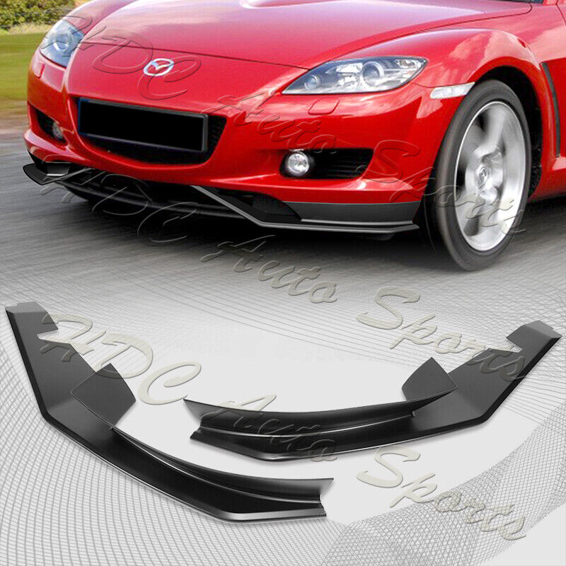 For 2004-2008 Mazda RX8 RX-8 MS-Style Matt Black Front Bumper Spoiler Lip 2pcs