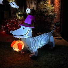 5Ft Halloween Inflatables Outdoor Decorations Skeleton Puppy Inflatable Yard