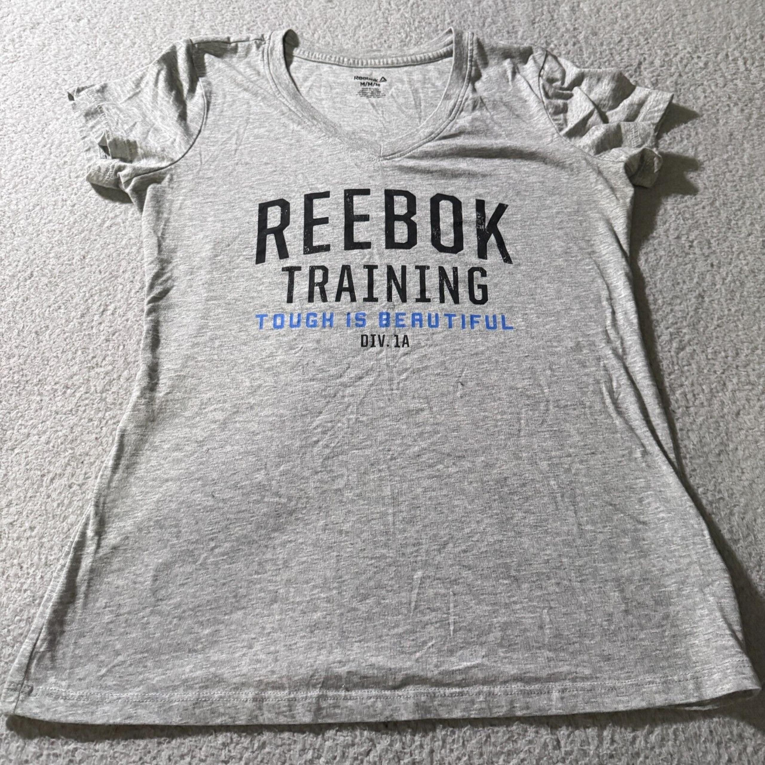 Reebok Short Sleeve T-Shirt Gray Women's Size Medium Tee Womens Training Top
