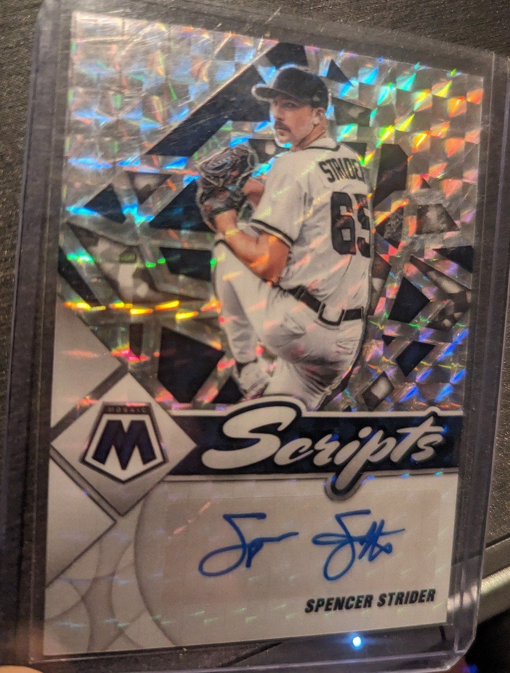 Spencer Strider Auto - 2022 Panini Mosaic Scripts RC #SC-SST Silver Prizm Signed