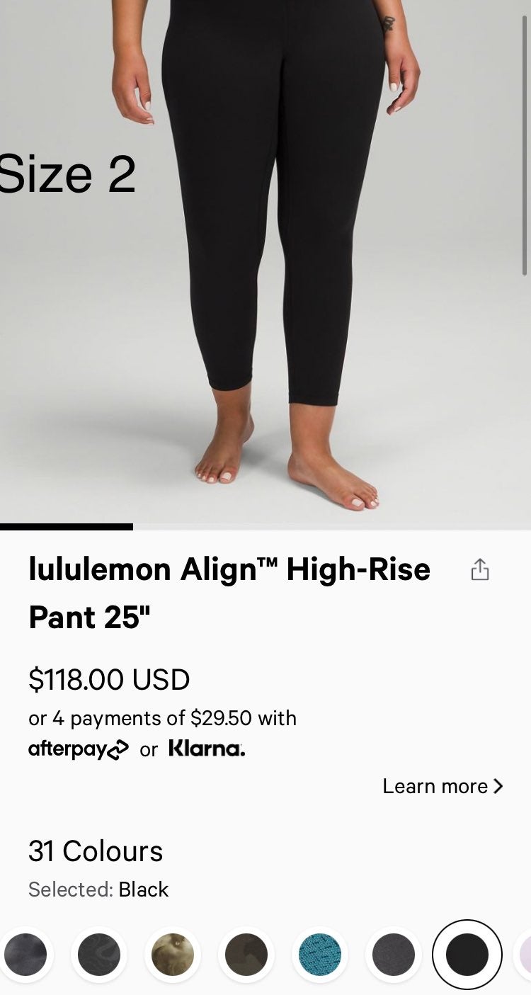 Lululemon Align HR Pant 25 Size 2