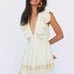 FARM RIO Eyelet Beaded Mini Dress, Off White, XS