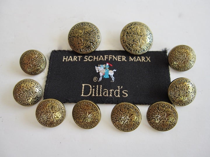 Hart Schaffner Marx Replacement 10 Button Set Gold Filigree Lions Shield Latin