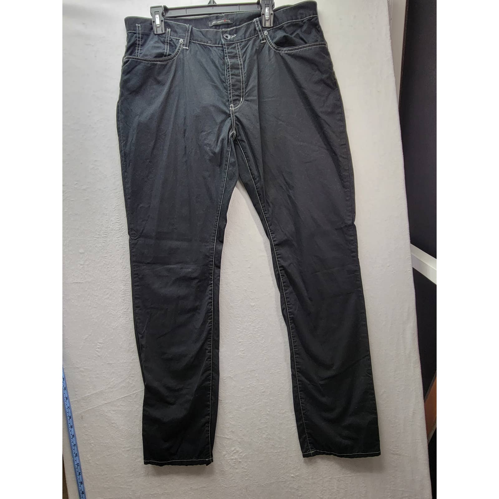 John Varvatos Mens Black Light Weight Slim Fit Button Fly Jeans, Sz 38R