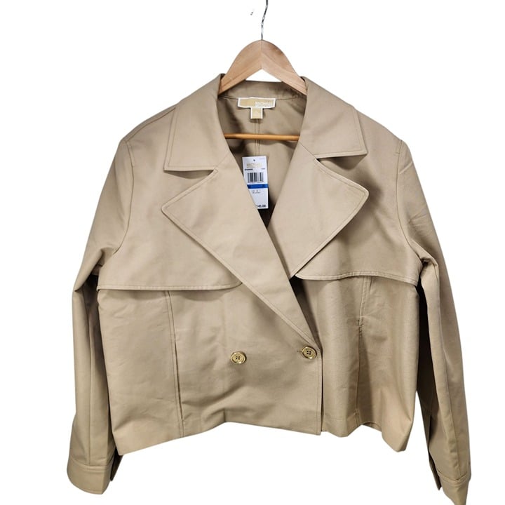 Michael Michael Kors Womens Khaki Double Breasted Short Trench Coat XL