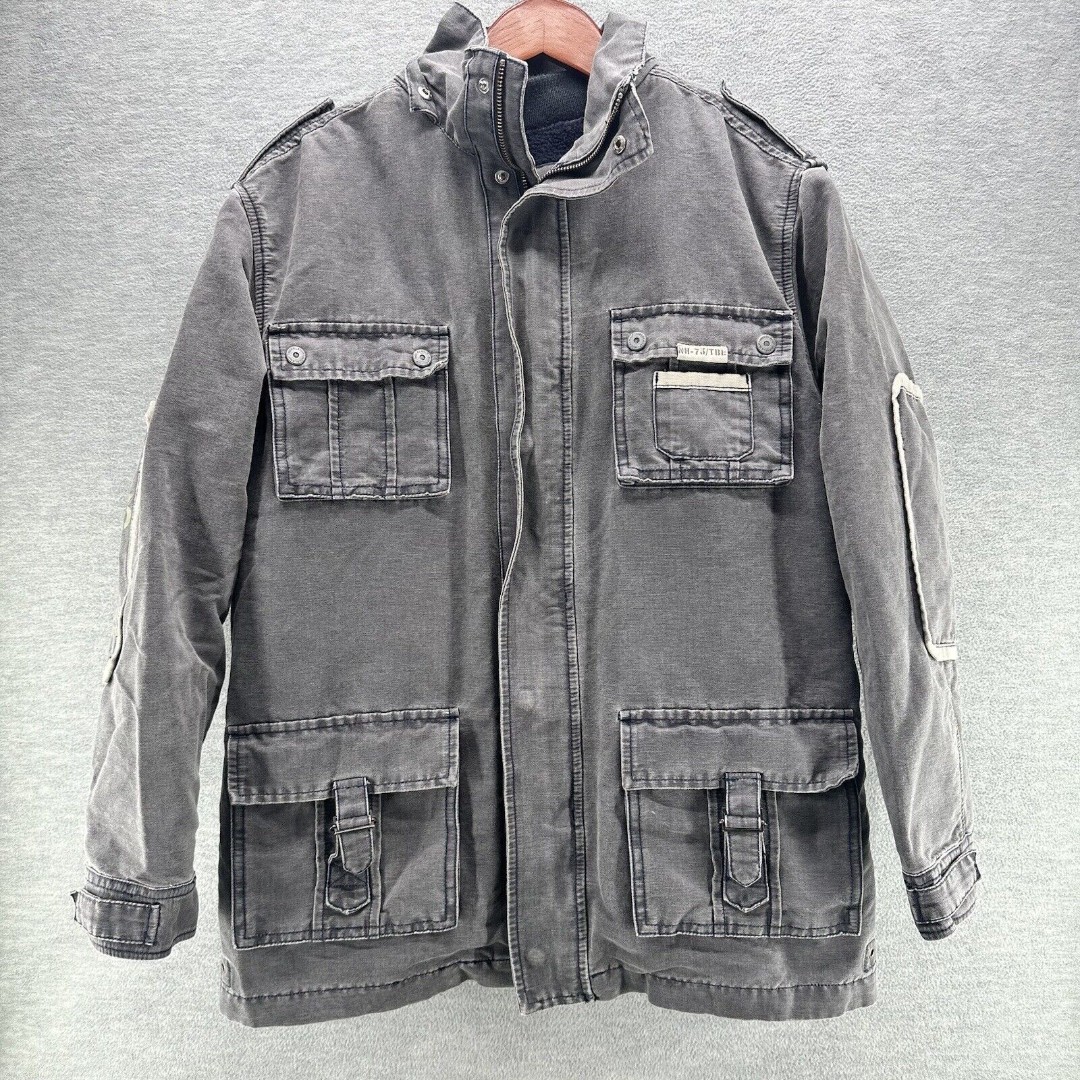 TIMBERLAND - Men's Gray Canvas Coat Field Chore Lined Jacket Size 14/Small