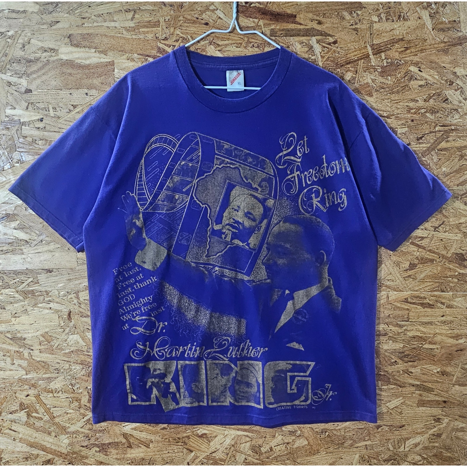 90s MLK Black History Purple Vintage AOP Graphic Tee Size XL