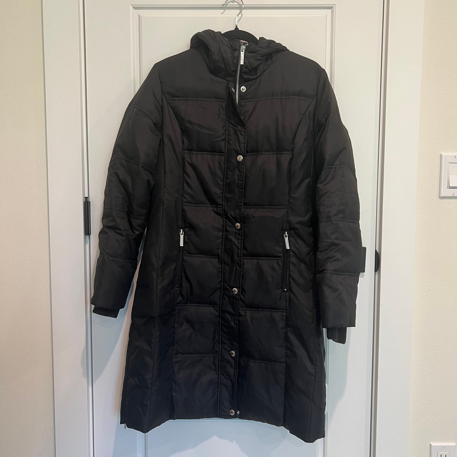 Michael Kors Black Long Puffer Rain Coat