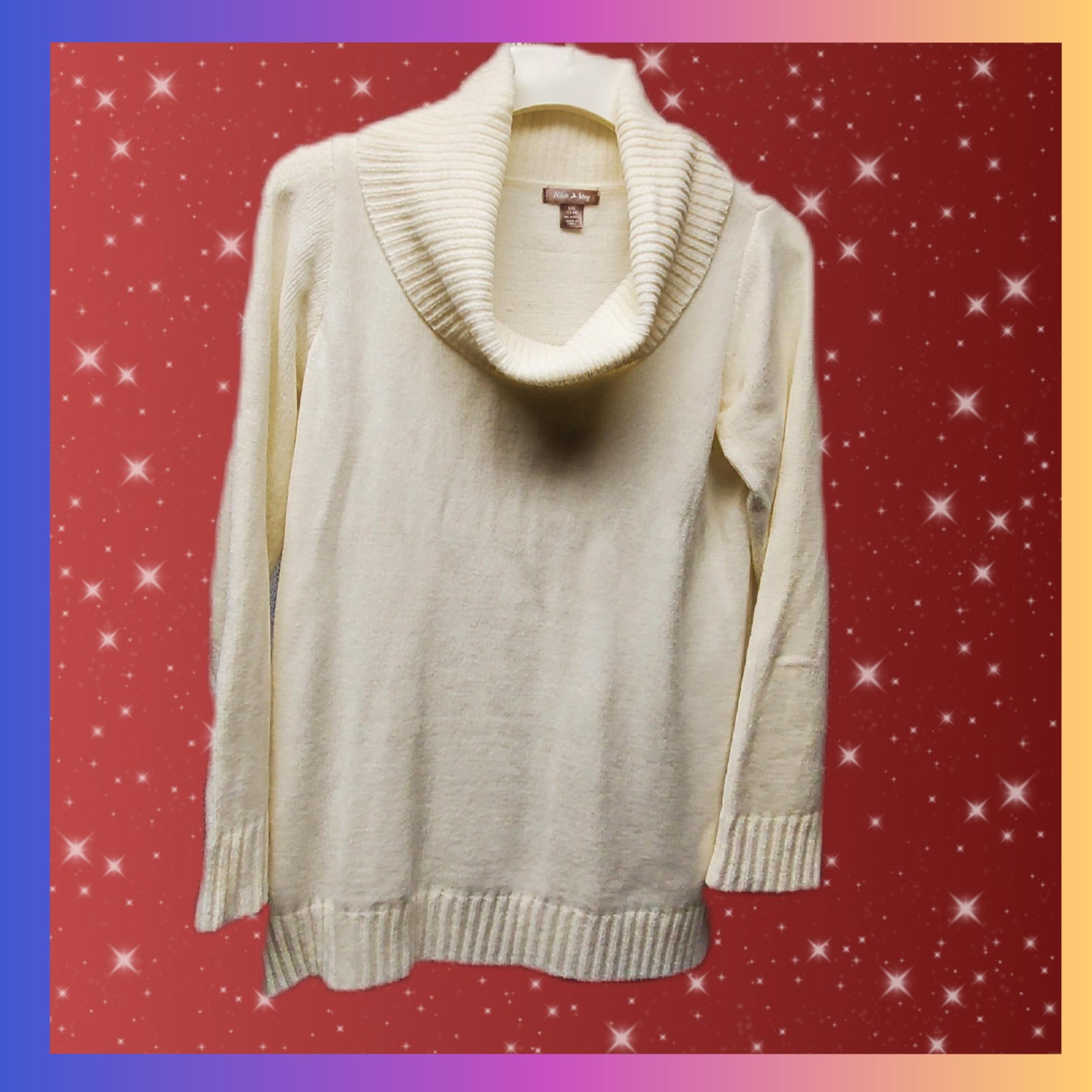 Vintage White Stag Cowl Neck Sweater