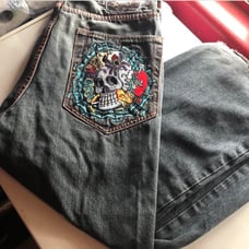 Custom Denim Ed hardy jeans 36x34 embroidered