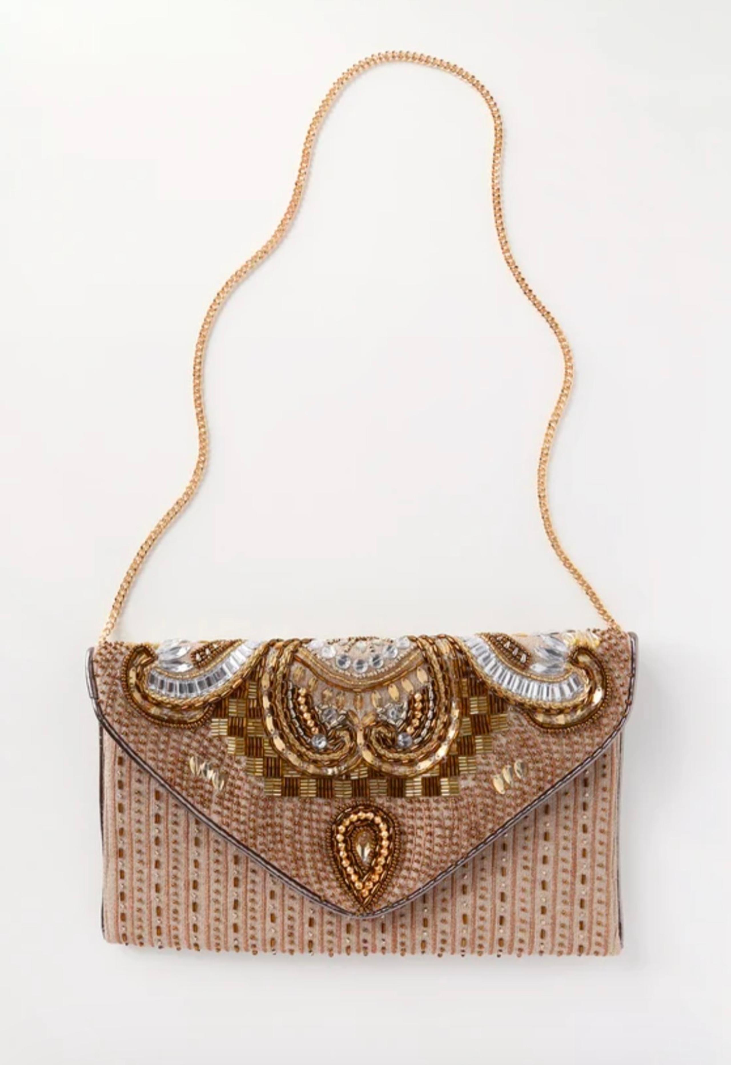 Lulus Constantinople Gold Beaded Clutch