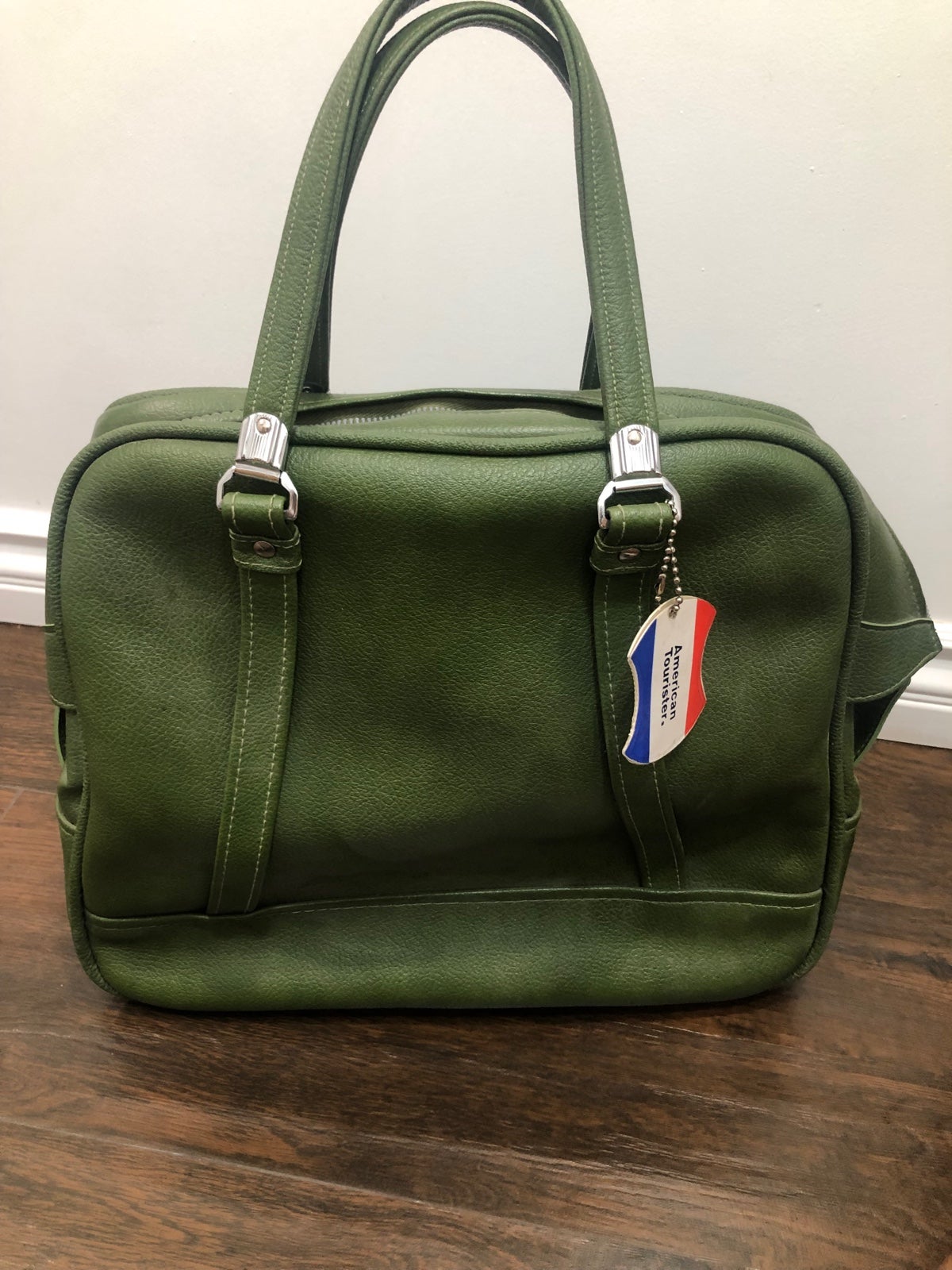 Vintage American Tourister Tiara Carry-On Tote Green Suitcase 17 Overnight Bag