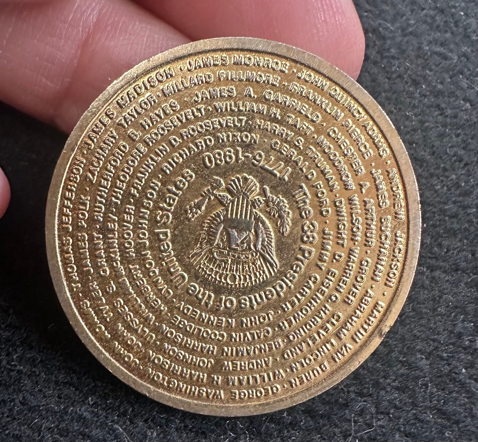 1980 The Thirty-Eight Presidents of the United States Medal