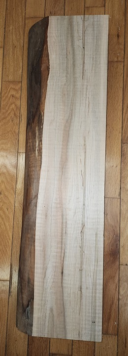 Tiger Maple Live Edge Slab 30 Long X 2 1/2 thick Kiln Dried, Curly Maple