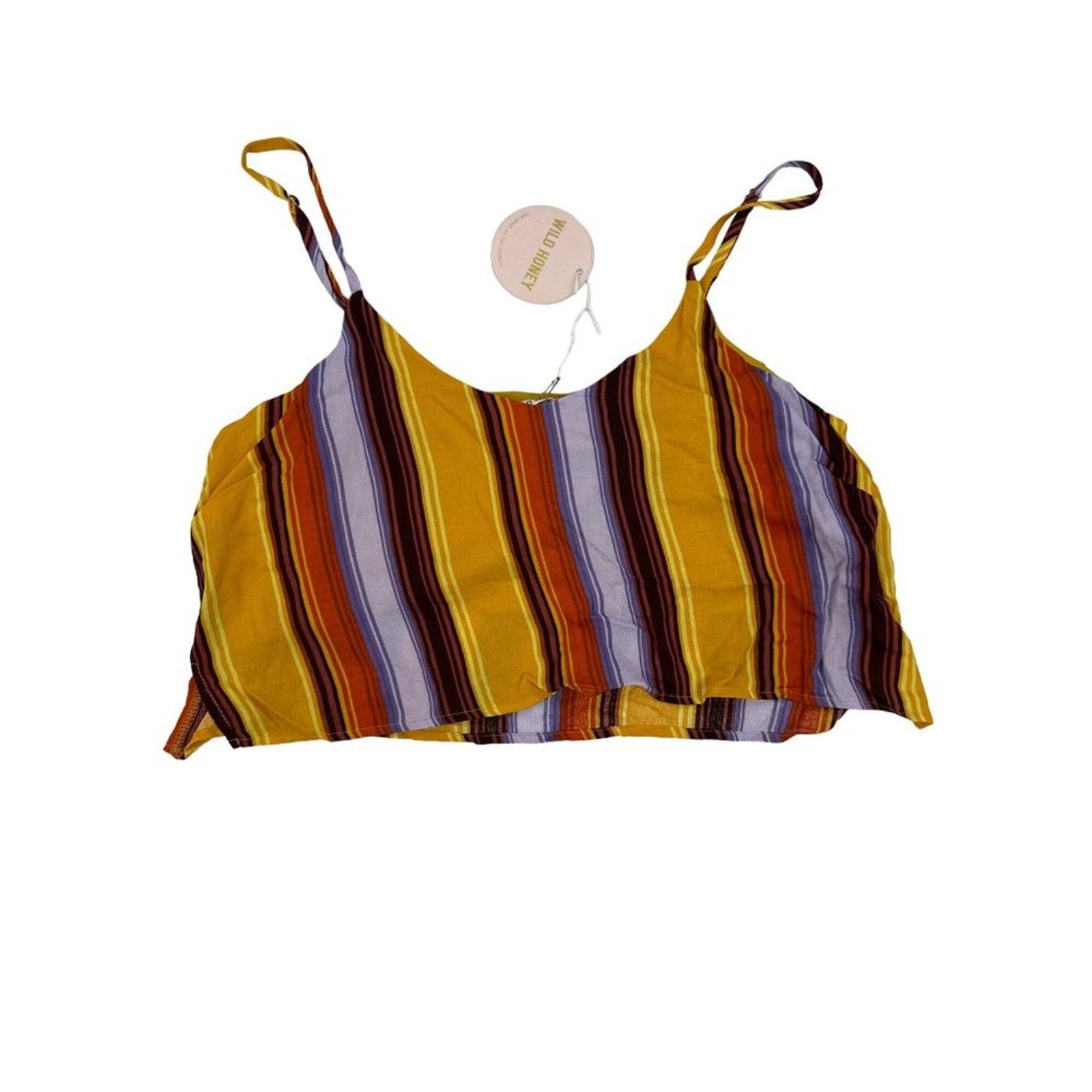 Wild Honey - Striped Cami Crop top in Yellow Orange & Purple