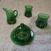 Antique Victorian EAPG Emerald Glass Set. Croesus. 5pc Set. 1898