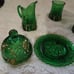Antique Victorian EAPG Emerald Glass Set. Croesus. 5pc Set. 1898