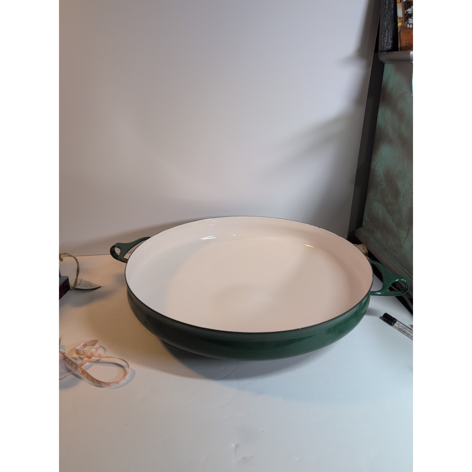 Vintage Dansk Købenstyle MCM Green Enamel Pan Jens Quistgaard Design 13.5 d