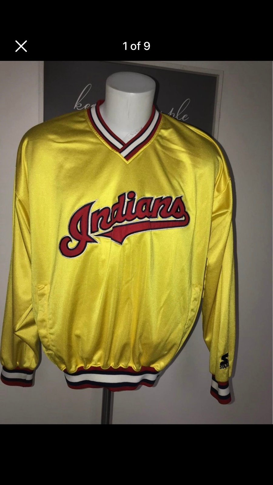 Starter baseball Cleveland Indians pullover mens size large great condition