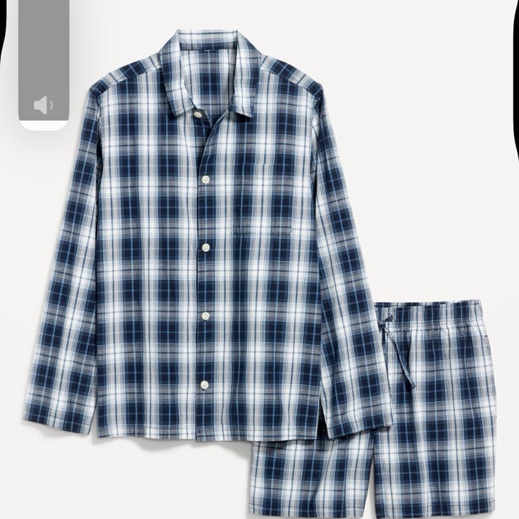 NWT OLD NAVY Poplin Pajama Short Set COLOR NAVY PLAID SIZE MEDIUM Product Detail
