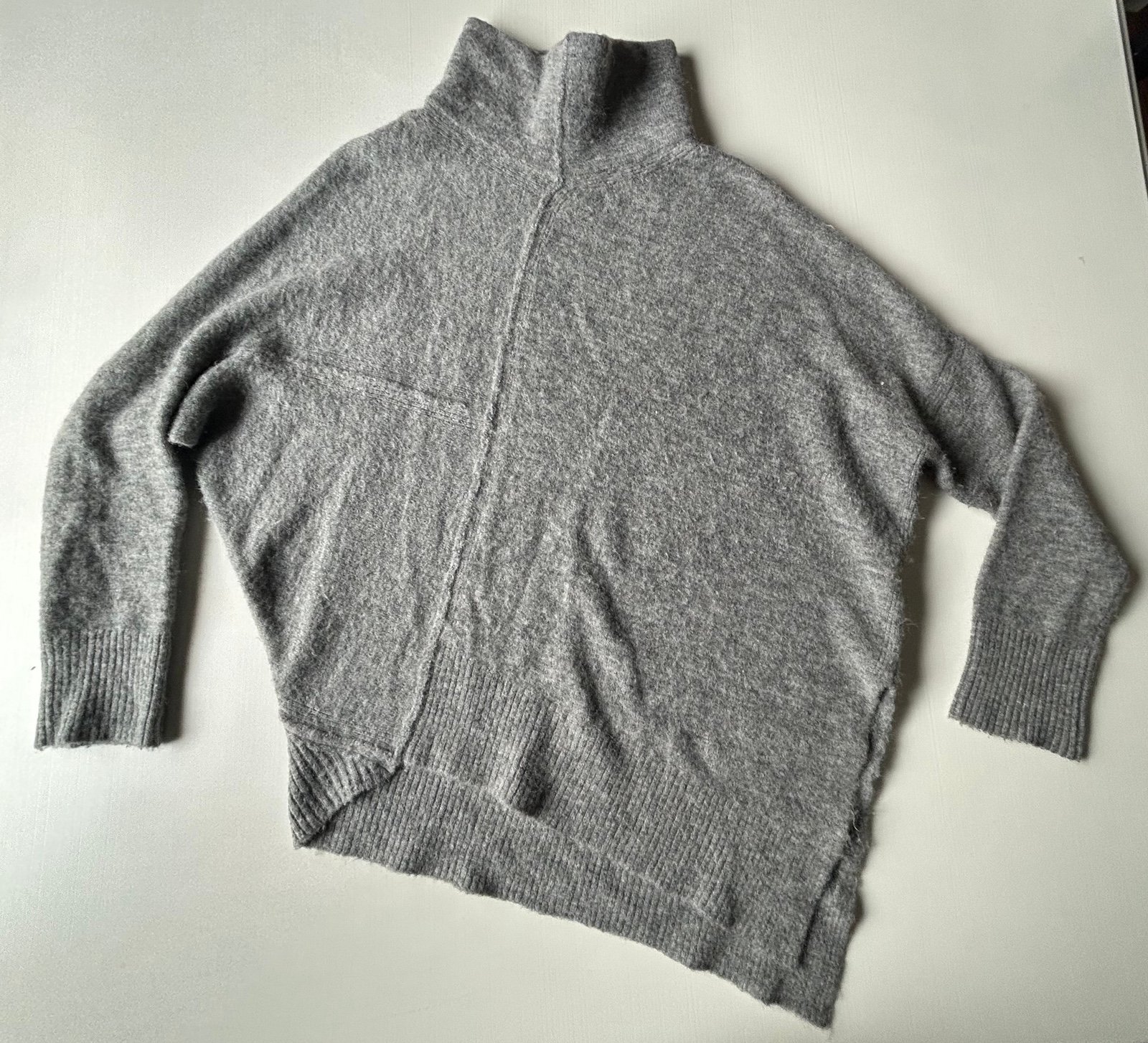 All Saints Lock Roll Neck Relaxed Fit Sweater Gray Women's Size XSmall   No rips