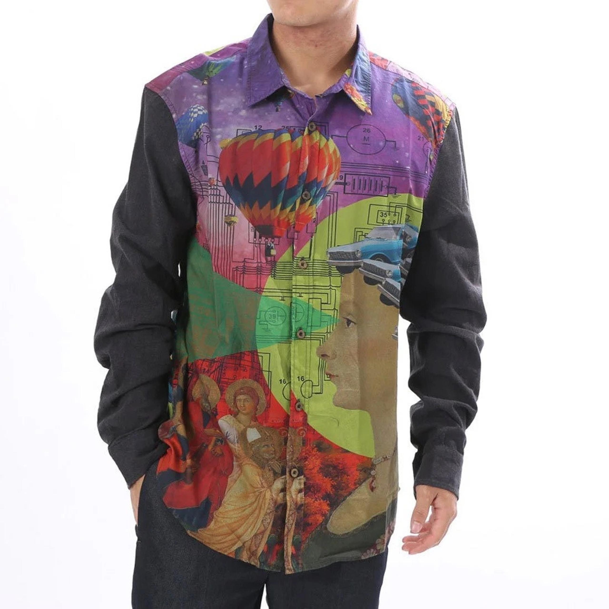 Desigual Globo Print Button Down Shirt Long Sleeve Men’s Size XL