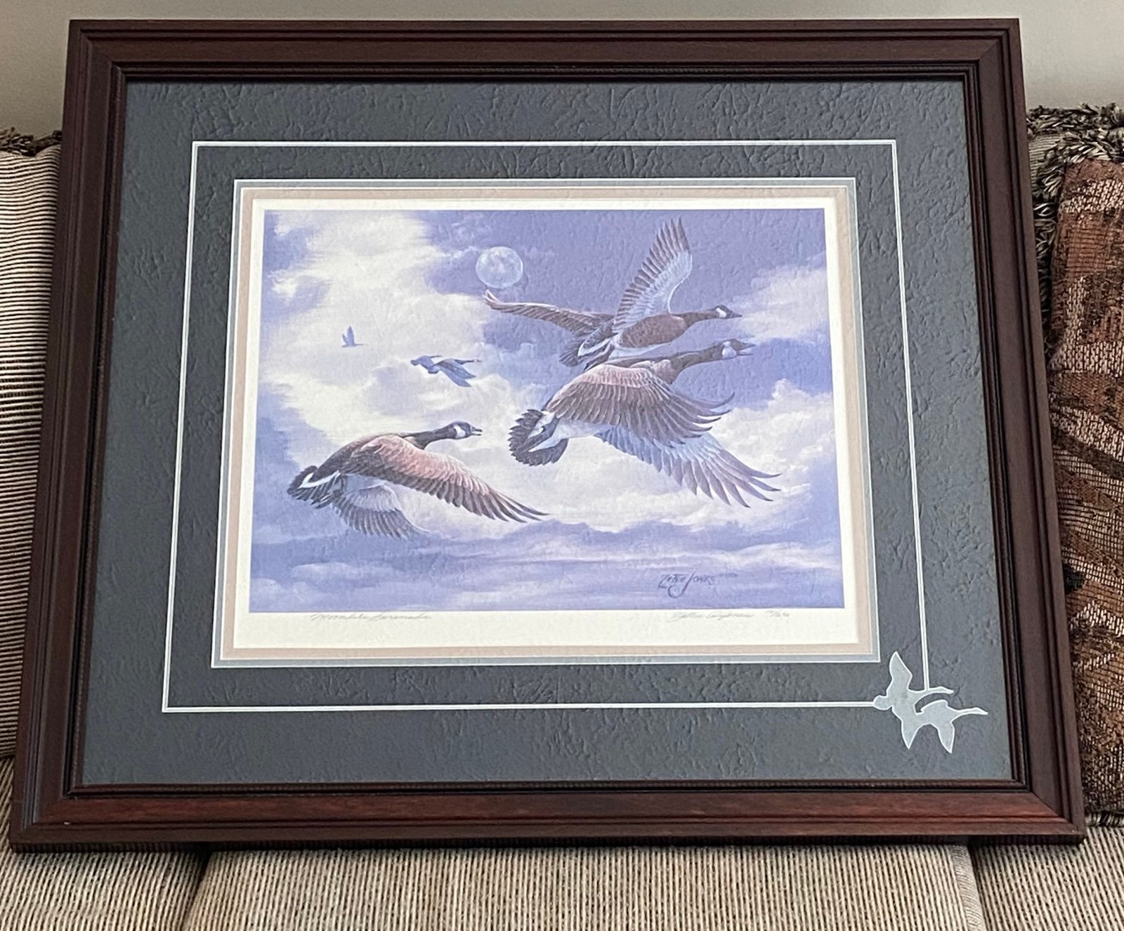 ZETTIE JONES MOONLIT SERENADE S/N PRINT Custom Matting 76/250 Geese MINT COND