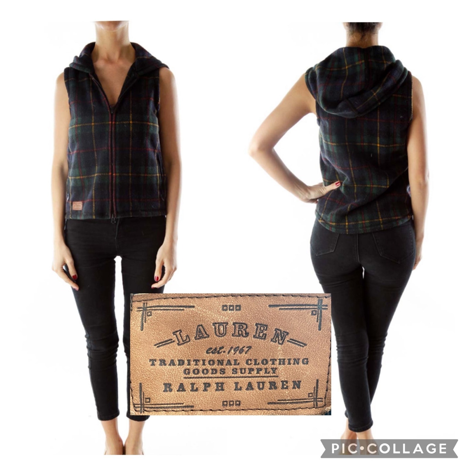Lauren Ralph Lauren Multicolor Plaid Fleece Vest size medium