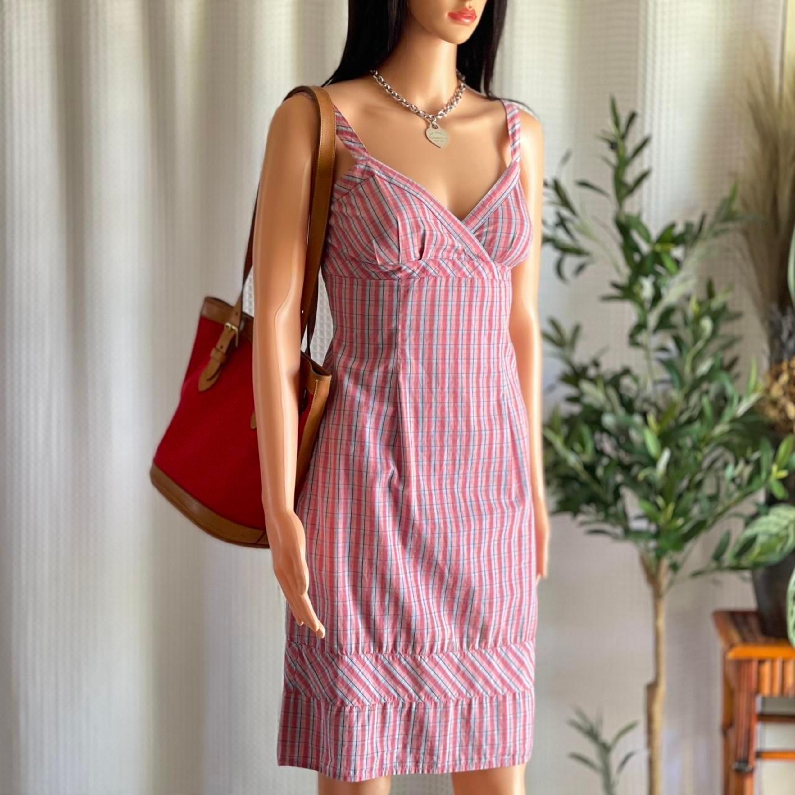 Vintage 90s Y2K Guess Jeans Plaid Sundress Cotton Midi Dress Made in Hong Kong 5