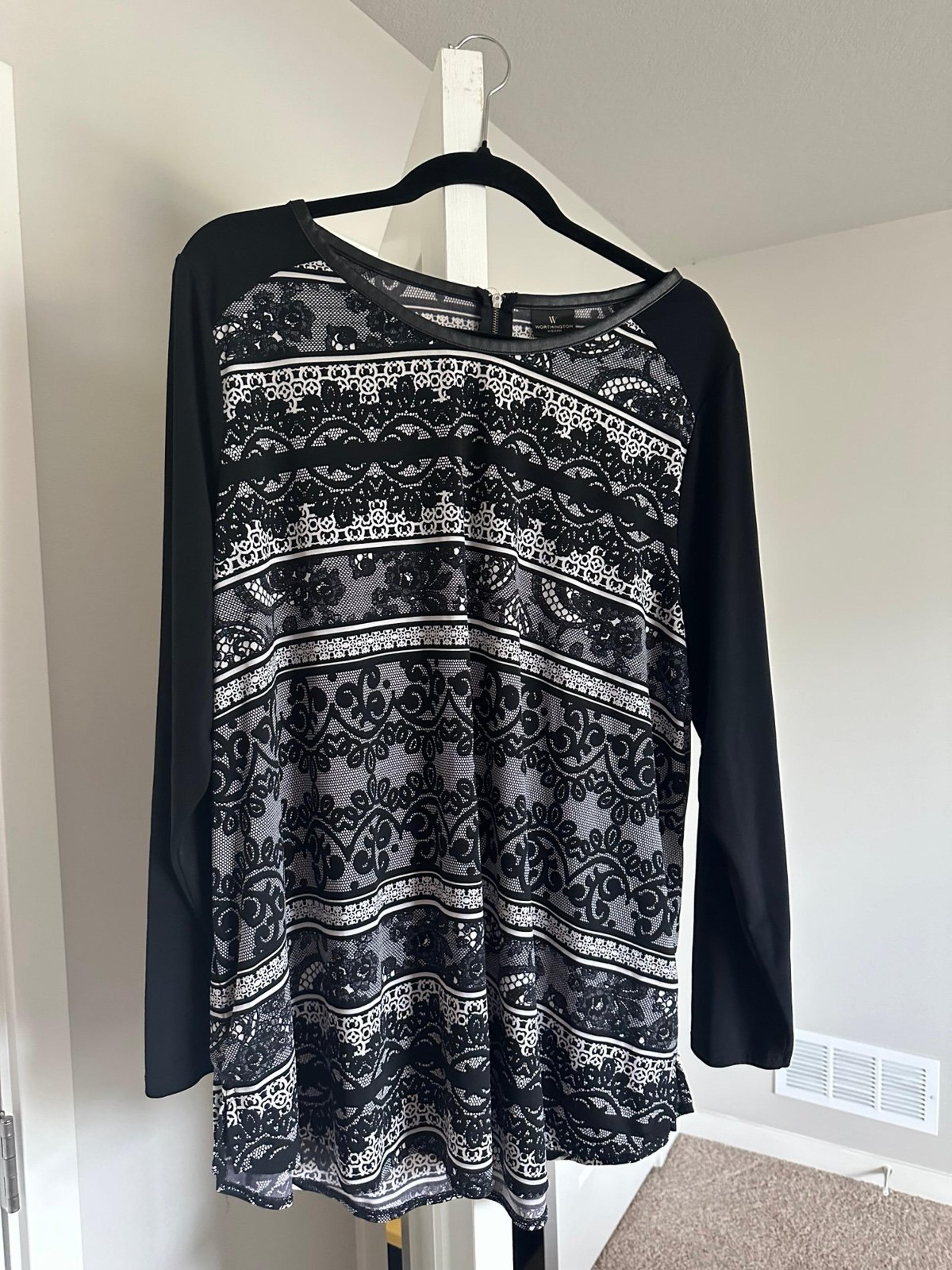 Worthington Woman Knit Tunic Lace Print 2X
