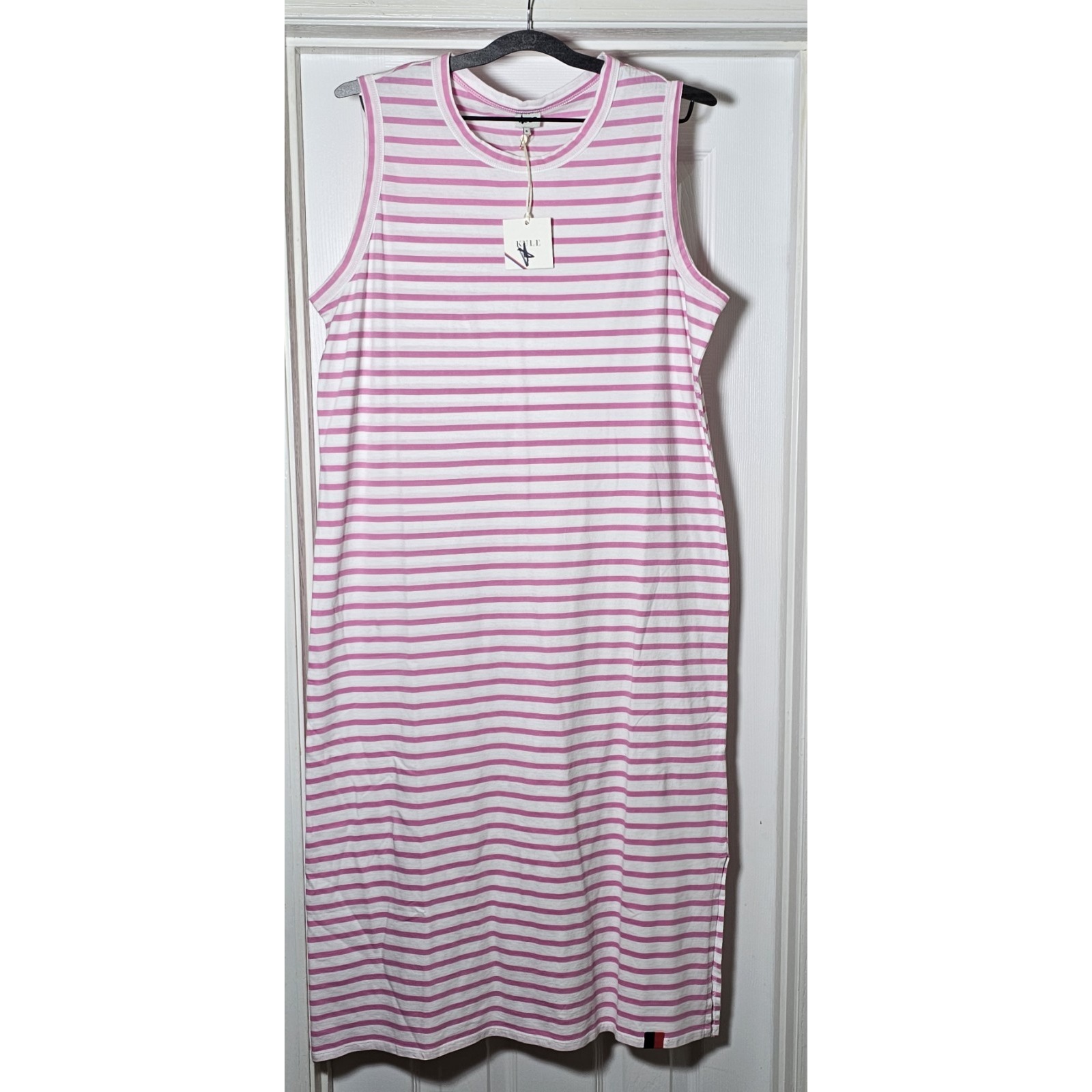Kule The Tank Striped Dress Size XL Pink White Soft Cotton