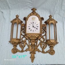 Vtg 1974 BURWOOD Cherub Hollywood Regency NEW HAVEN 597 Gold WALL CLOCK Works