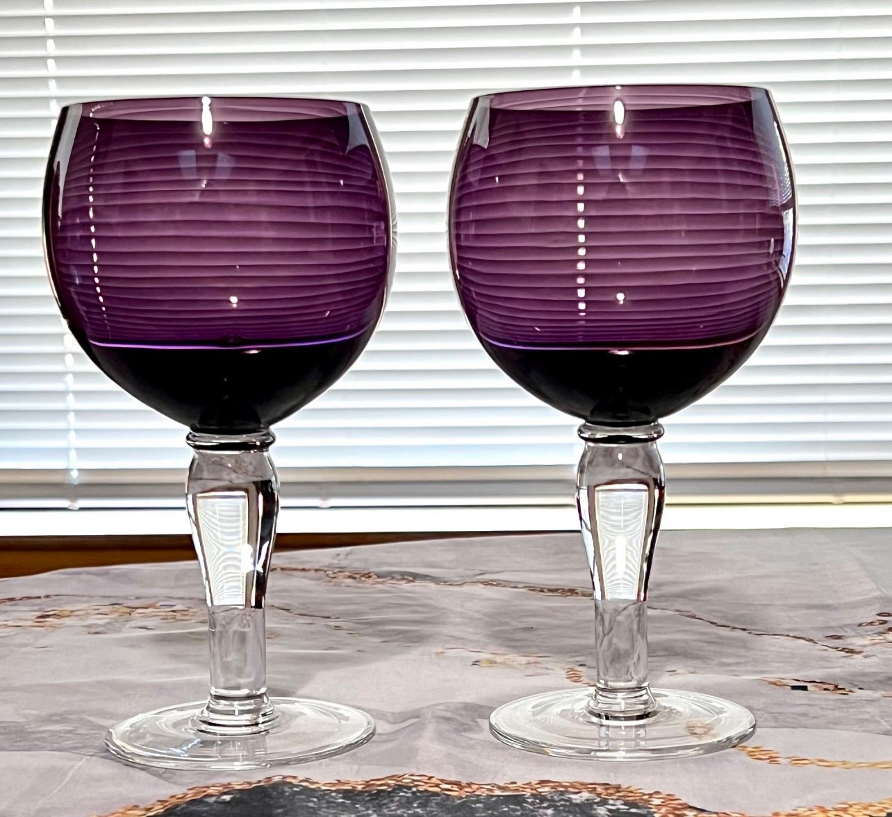 Bormioli Rocco Studio Palatina Purple Amethyst Crystal Goblets