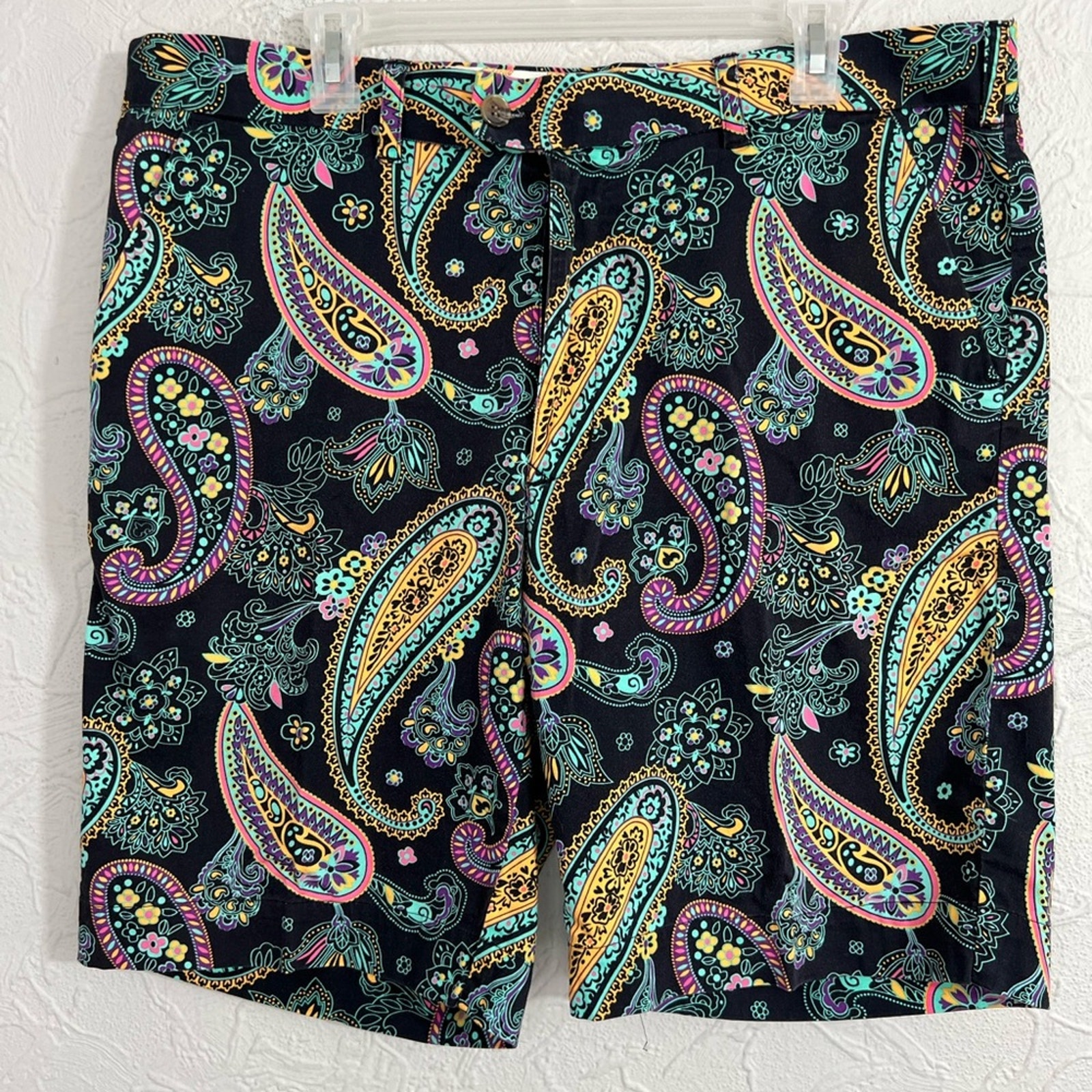Loudmouth Golf Shorts Men's 40 Birds Paisley Prints Colorful 9 Inseam Stretch
