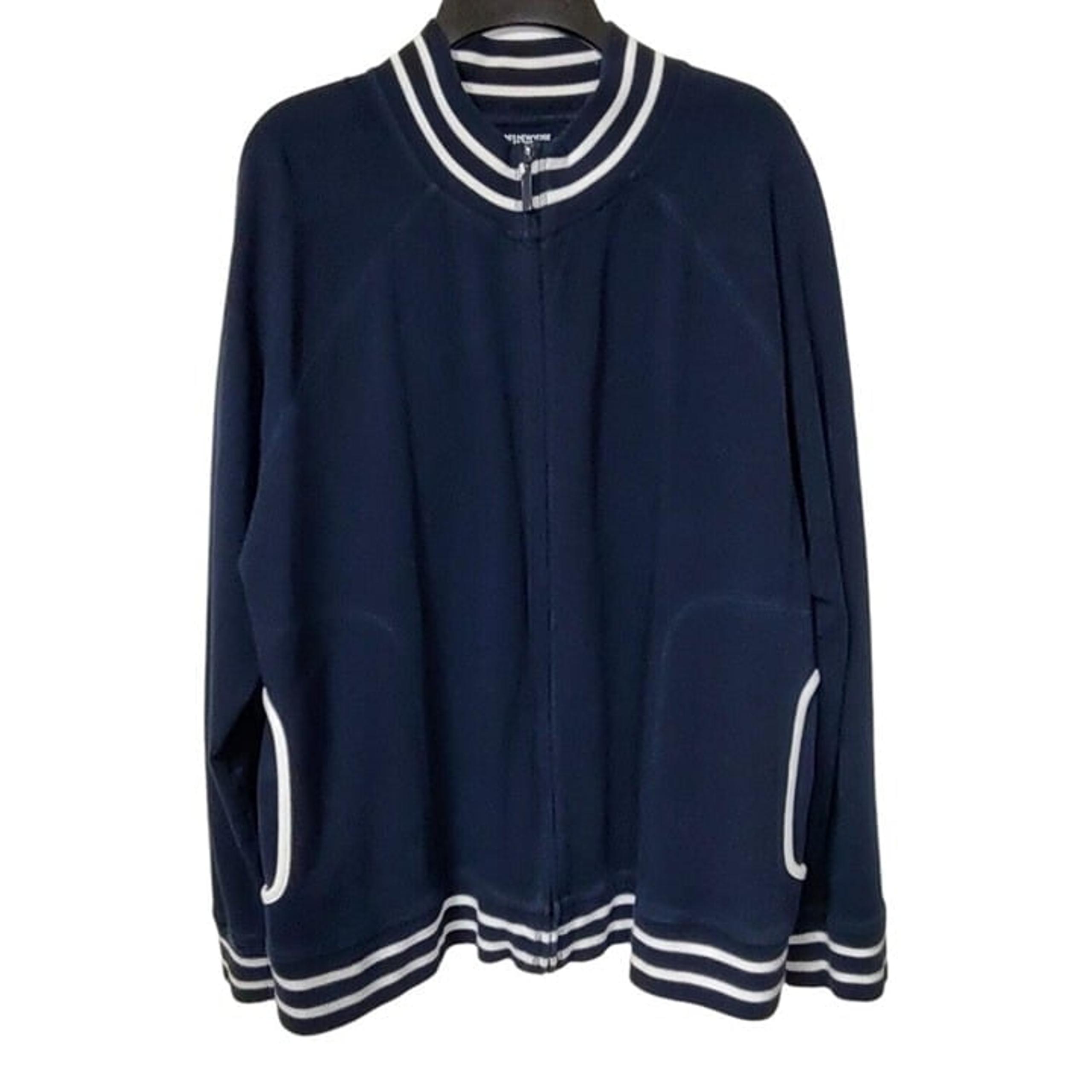 Jones New York Bomber Jacket Navy Cotton Long Sleeve Full Zip Women's Size 2X
