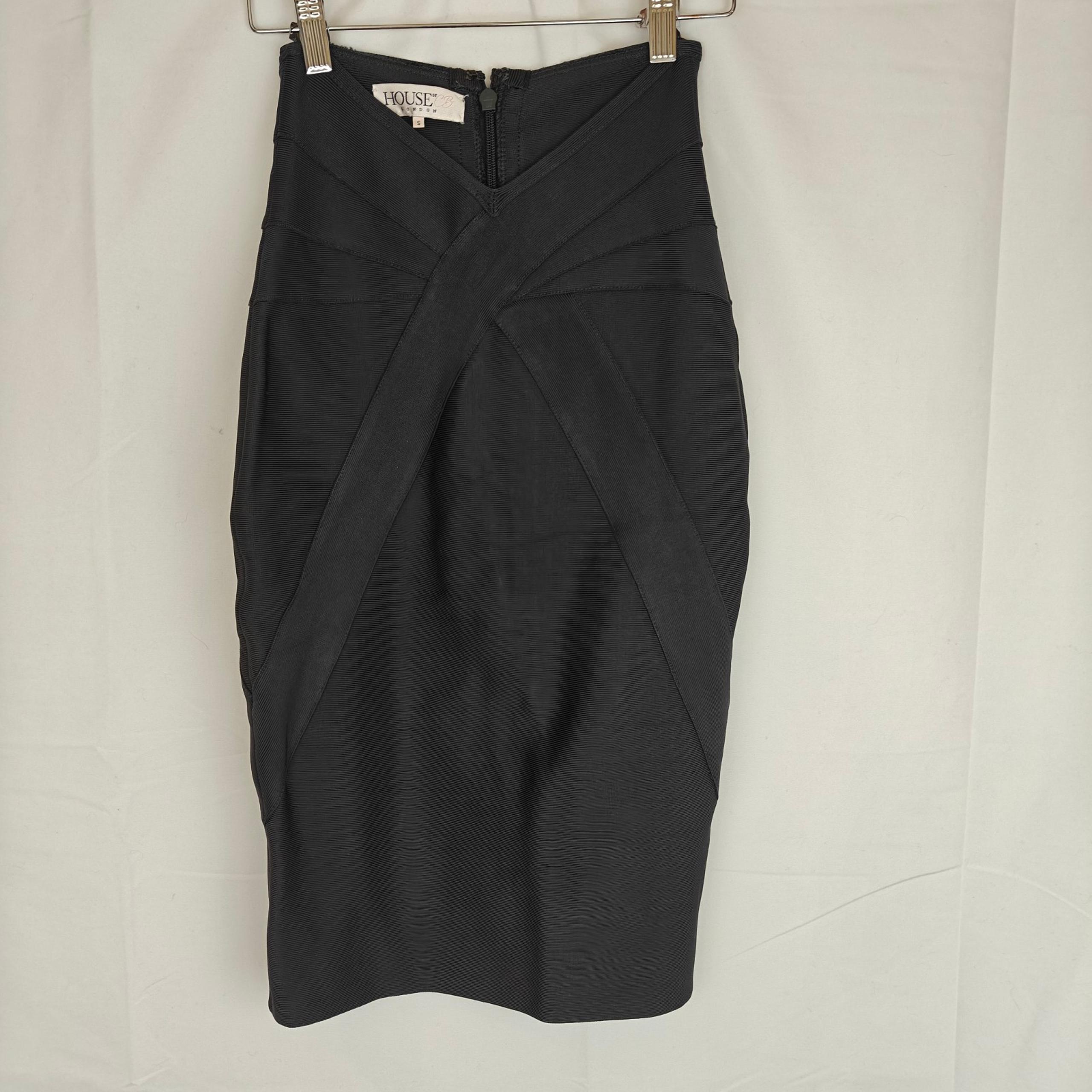 House Of CB Pencil Bandage Mini Skirt In Charcoal Grey Size Small Women's